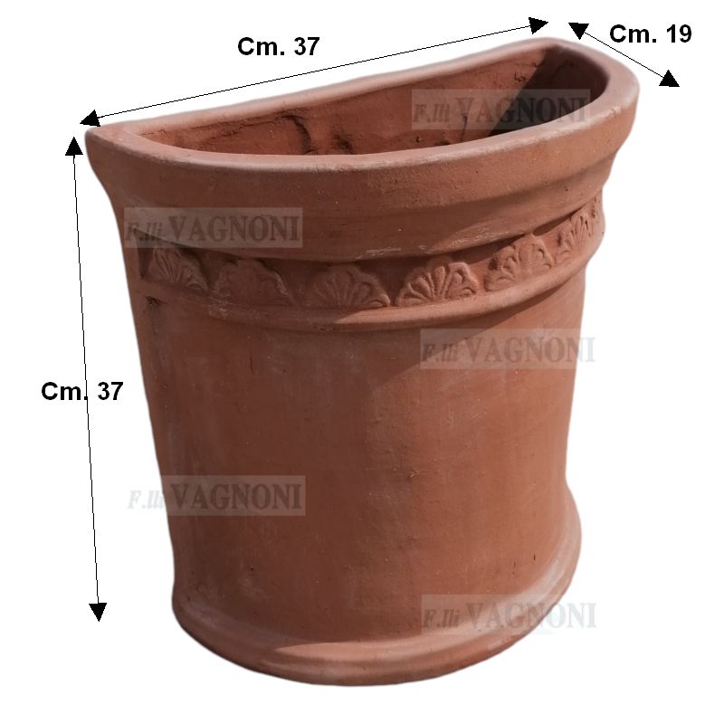 VASO A PARETE MURO IN TERRACOTTA CM. 37X19X37